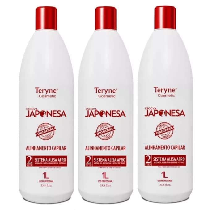 3 ATIVO Escova Japonesa Teryne 100% Liso E Compatível Em Loiros