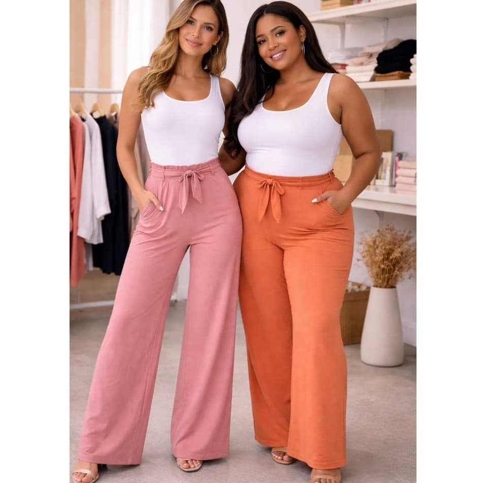 Calça Pantalona Feminina Cintura Alta com Amarração – Elegante, Confortável e Super Estilosa 🔥