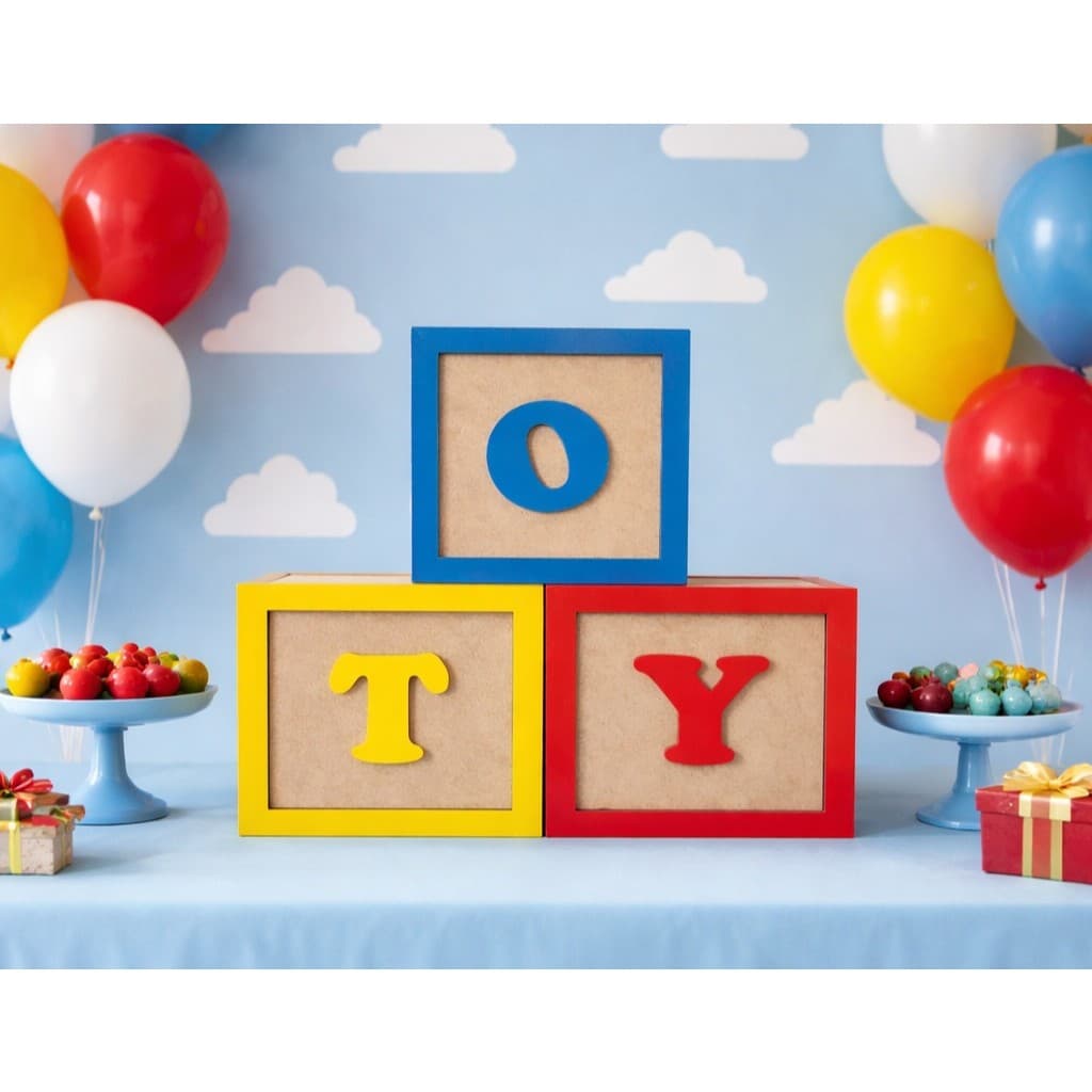 Kit 3 Cubos Letras Toy Centro Mesa Decoração Festa Aniversário Alfabetização