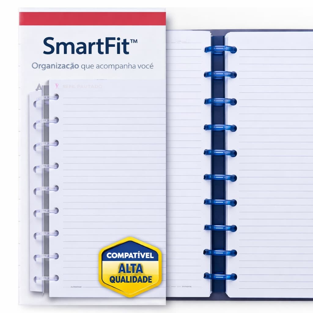 Refil Pautado Caderno Inteligente | Folhas Reposição Alta Qualidade Organização Perfeita