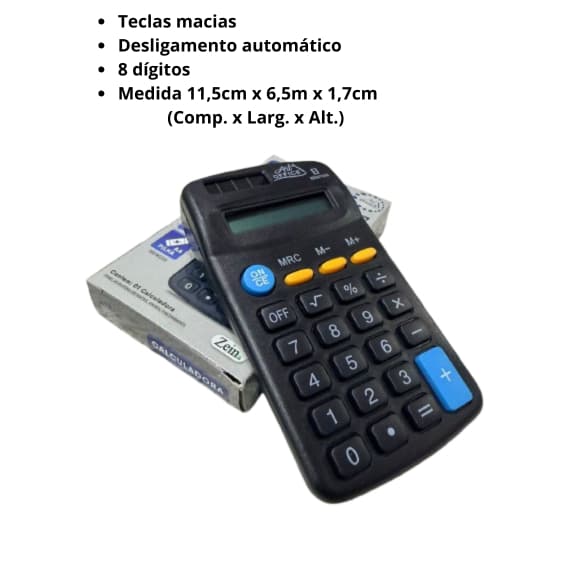 Mini Calculadora de Bolso Pequena - Compacta, Portátil e com 8 Dígitos