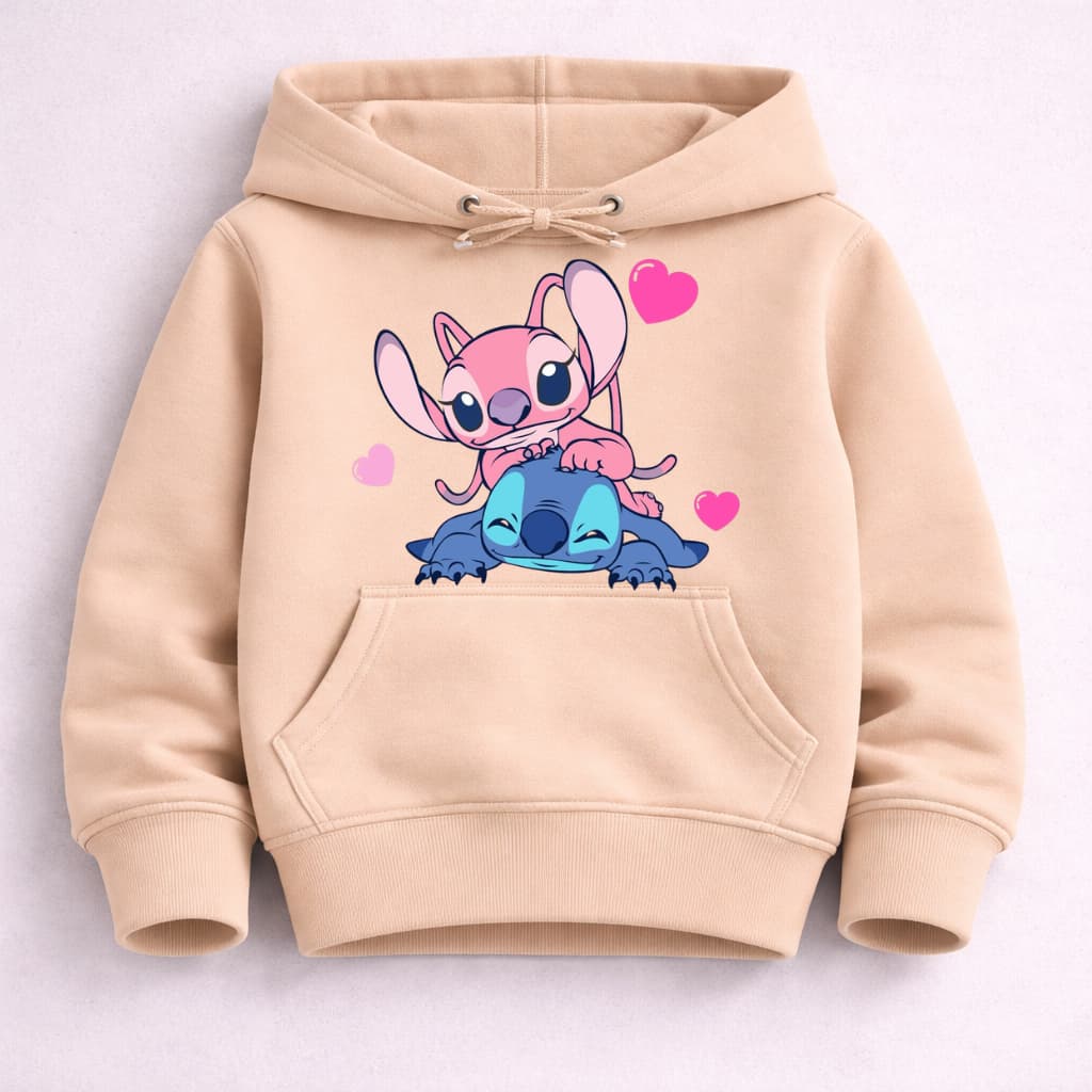 Moletom Infantil Fofo Estampado Casalzinho Apaixonado Canguru com Capuz Confortável Quentinho