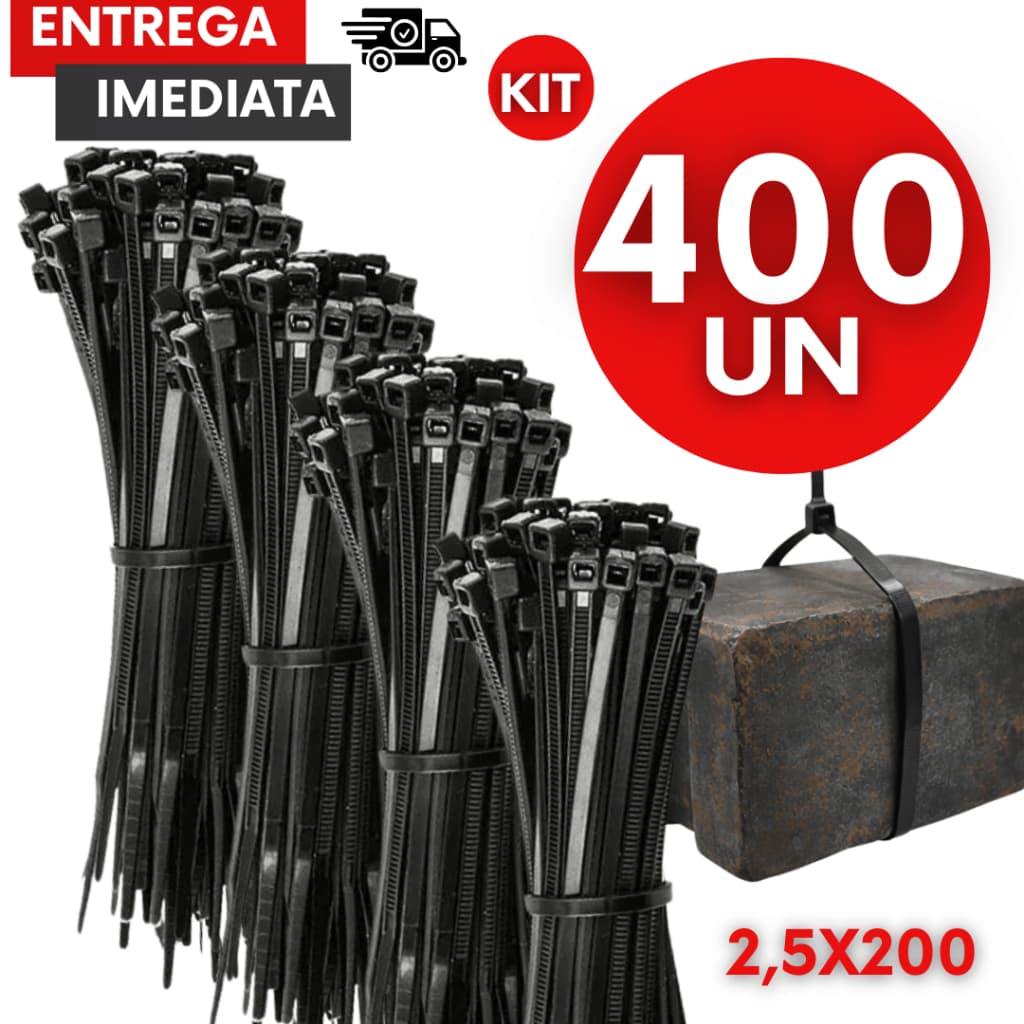 Conjunto Abraçadeiras Nylon Cintas Plásticas 2,5x200 Fita Hellermann Preta Residencial Industrial