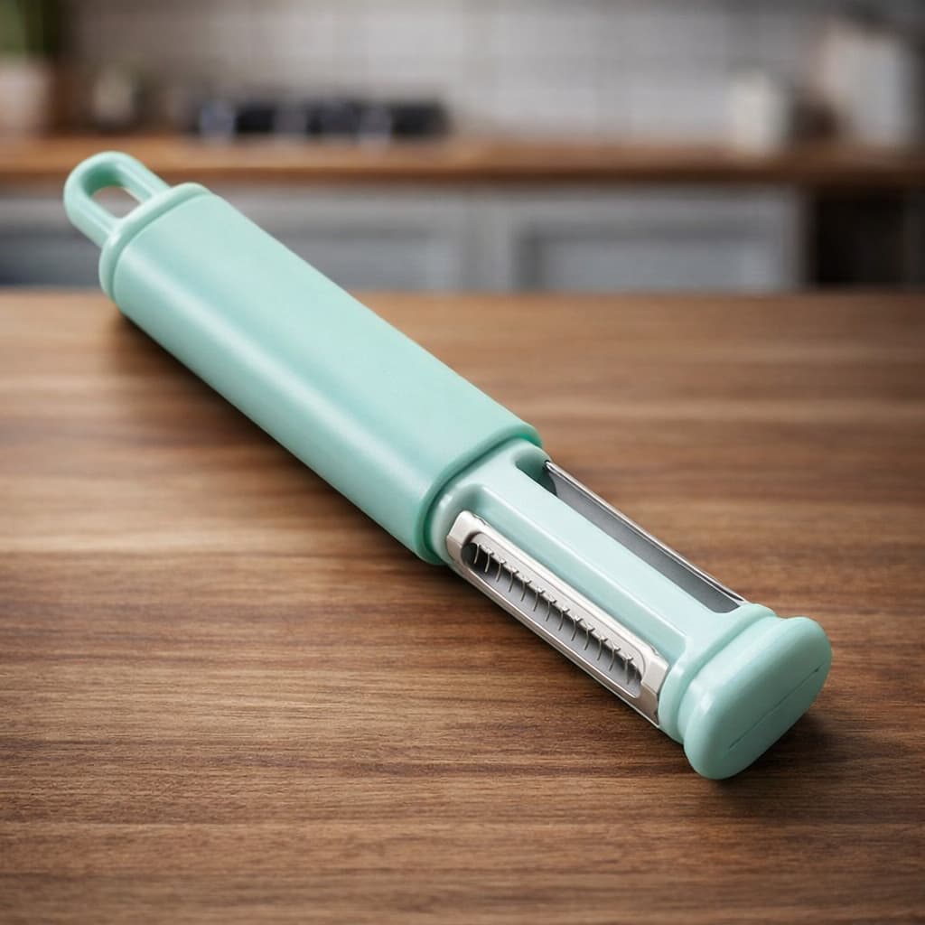 Descascador Afiador Facas 2 Em 1 Inox Cerâmica Cozinha Prático Compacto Verde