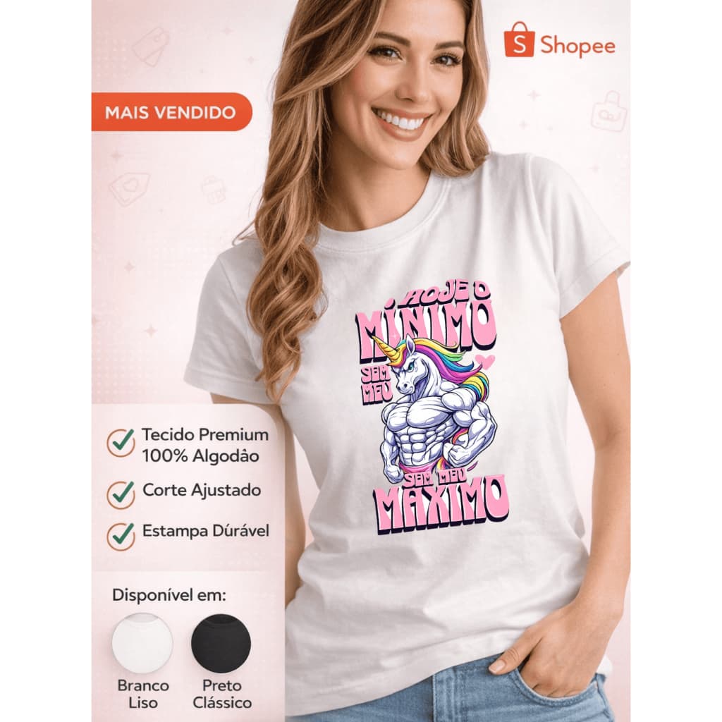 Camiseta Camisa 100%Algodão Oversized Academia Gym Fitness Treino Maromba Blusa Meme Meu Mínimo - Tendencia