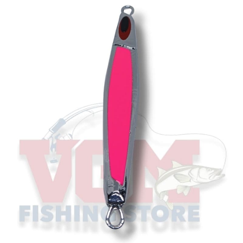 CROMER JIG RIO CROMADO COM ROSA - MODELOS PARA MICRO JIGGING, LIGTH JIG, SPEED JIG - METAL JIG - ISCA ARTIFICIAL