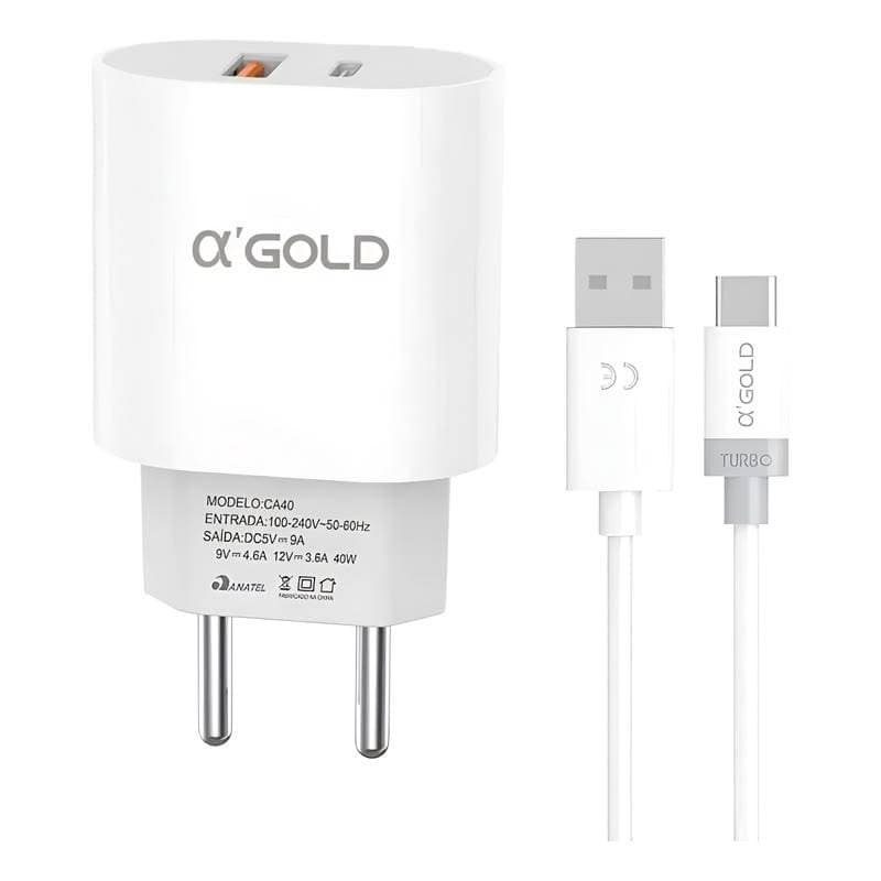 carregador turbo gold 40W para iphone e android