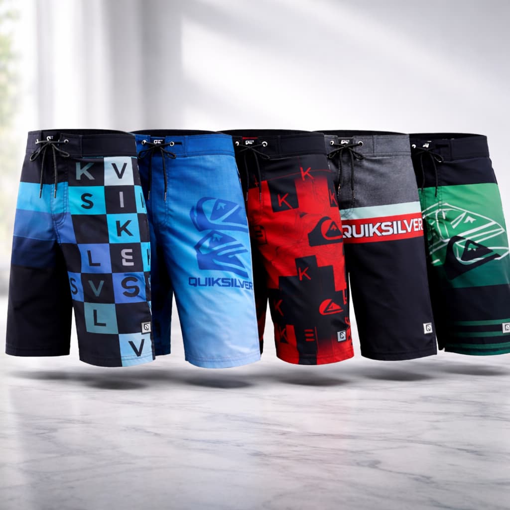 Kit 5 Bermuda Masculina Short Calçao Tactel Elastano Adulto Praia Surf Short Bermuda Masculina Tac Tel Elástico Bolso