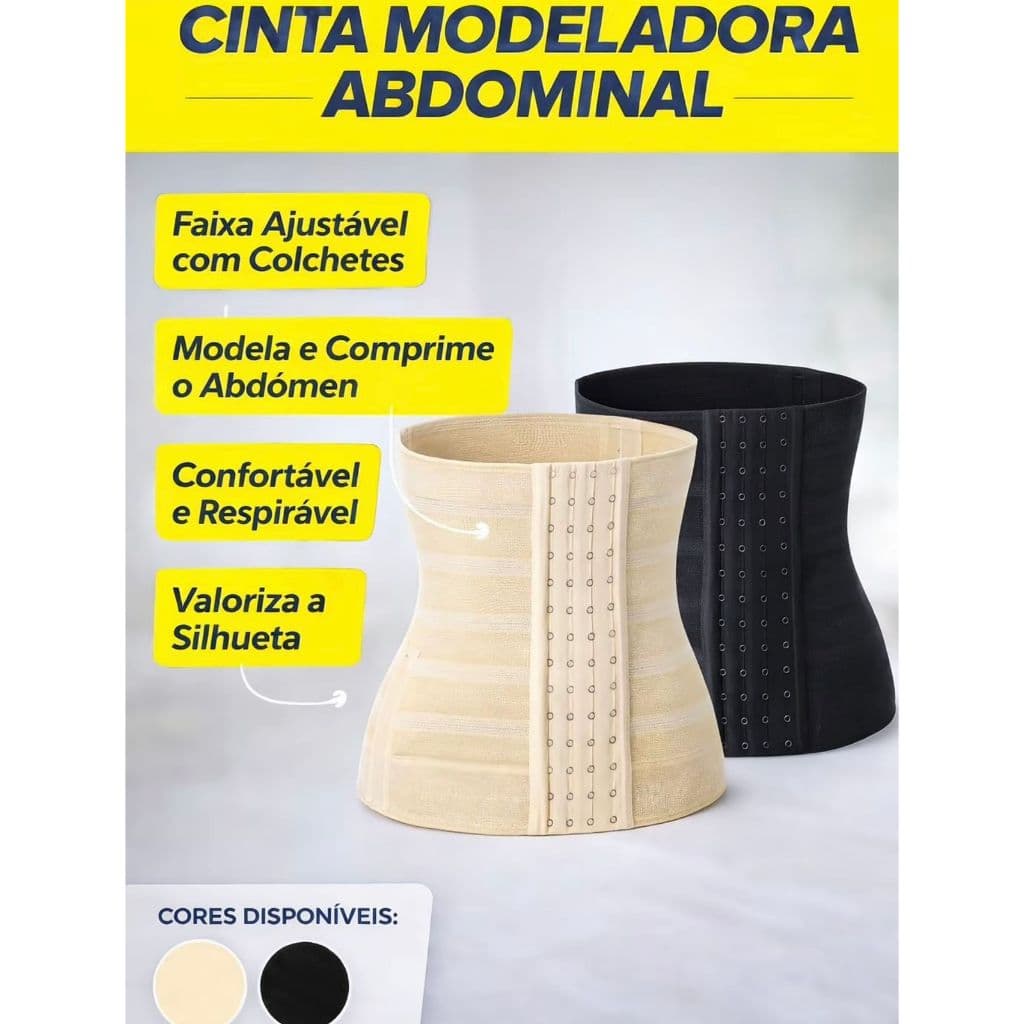Cinta Modeladora Feminina Alta Compressão Redutora Barriga Cintura Ajustável Pós Parto