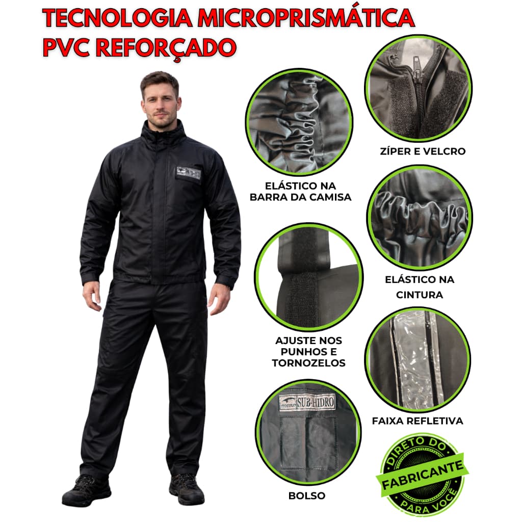 Conjunto Capa Chuva Motoqueiro Moto Impermeável Com Gola Ciclista Completo