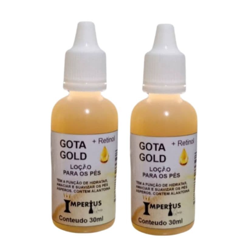 kit 2 Gota milagrosa Gold para os pés combate rachaduras & Ressecamento com 30 ml cada (com Alantoína e Retinol)