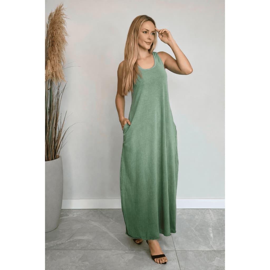 Vestido Regata Longo Degrade 100% Algodão Estonado