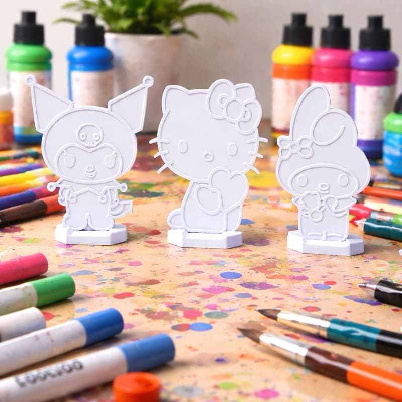 kit 3 painéis em alto relevo de colorir e pintar tema Hello kitty-Kuromi - Dia das crianças - escola - ferias