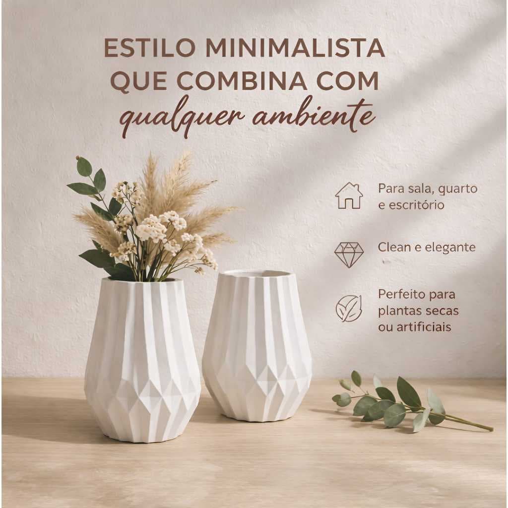 Vaso de Gesso 10,5cm Colorido – Escolha Sua Cor | Azul Rosa Verde Cinza Branco decoração