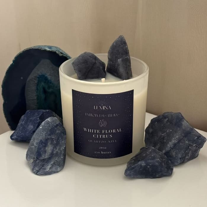 Vela Aromática Cristais Brutos Naturais 265g Energia das Pedras