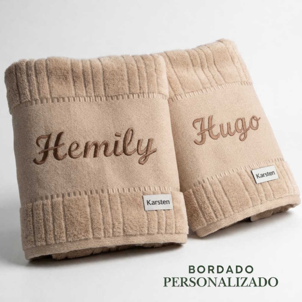 Kit Duas Toalha de Banho Karsten Stella + Nome Bordado de sua preferencia - Kit 2 Peças