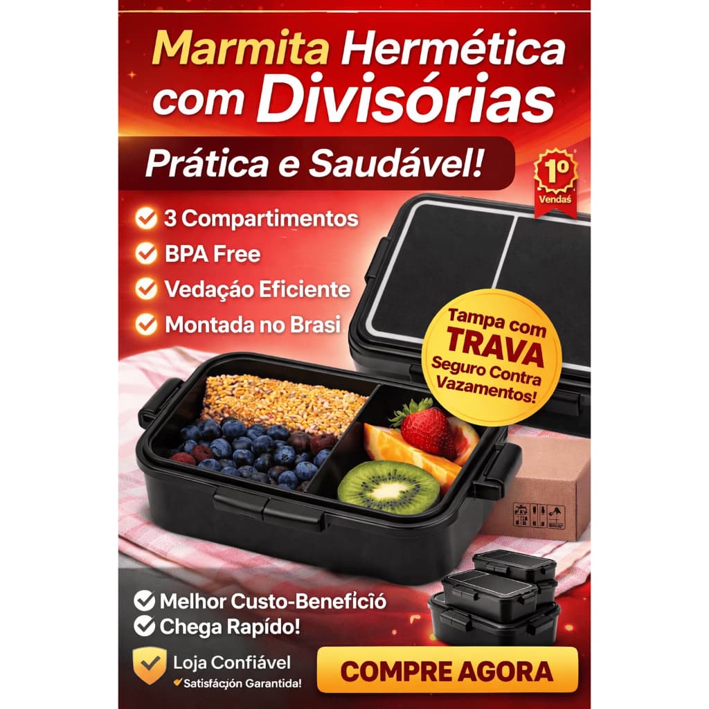 👇  🍱 Marmita Hermética com Divisórias – Praticidade, Organização e Saúde no seu dia a dia