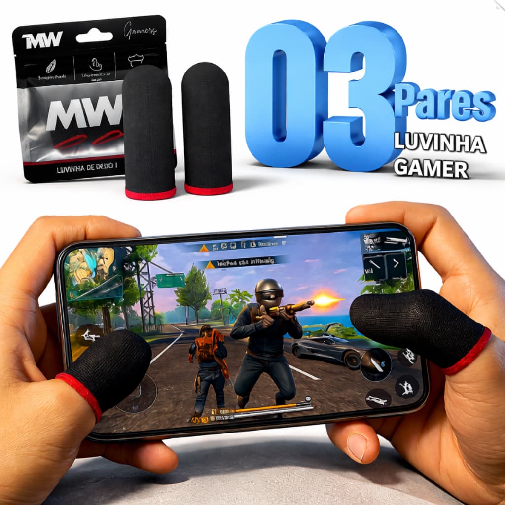 Luvinha Dedo Gamer Para Celular Anti-Suor  Toque Sensível  Ideal Jogadar Mobile Conforto e Precisão