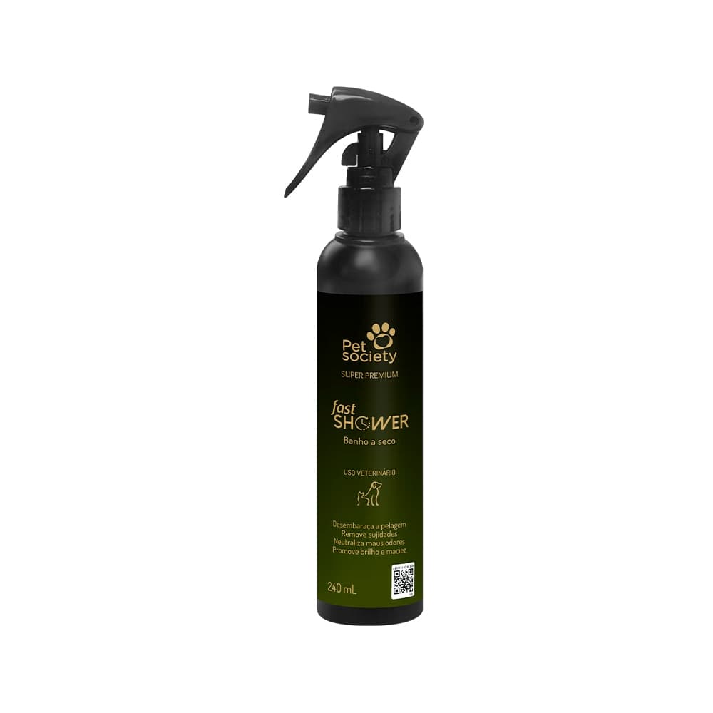 Banho a Seco Pet Society 240ml Limpeza Profunda Hidratação e Neutralização de Odores Cães e Gatos