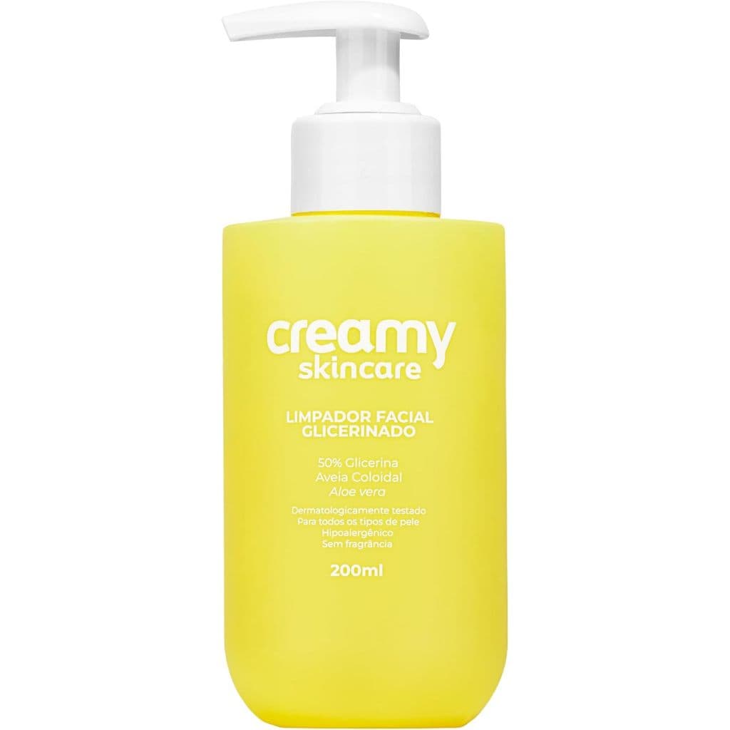 Creamy Skincare Limpador Facial Glicerinado 200ml | Limpeza Profunda, 50% Glicerina, Hidratação Intensa, Acalma a Pele
