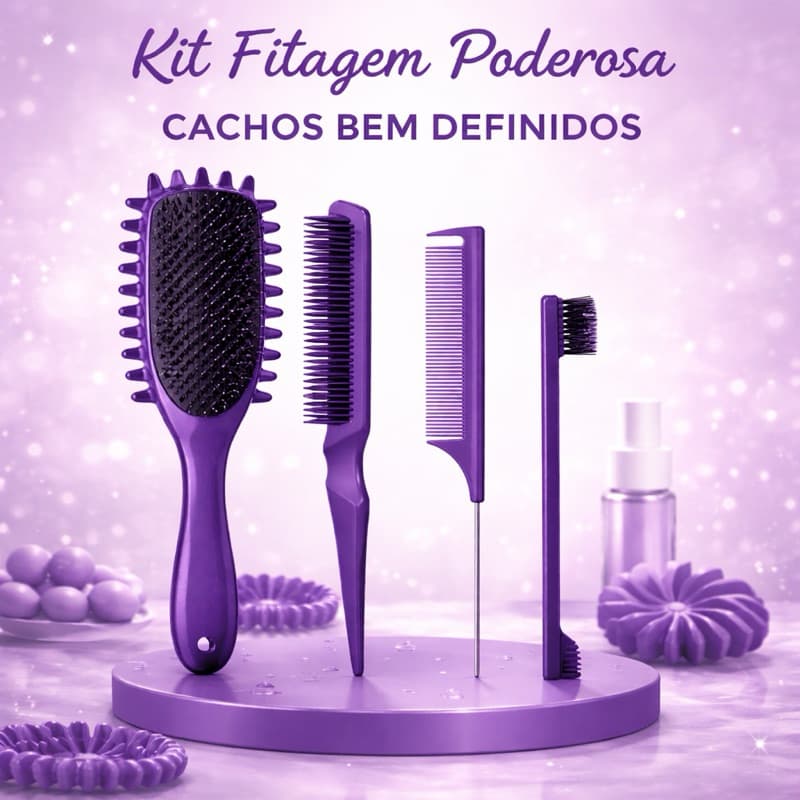 Kit Fitagem Escova Onda Definição se Cachos e 3 pentes Baby hair Penteados
