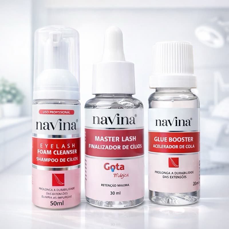 Kit Essencial para Lash Designers: Finalização, Aceleração e Shampoo dê Cilios