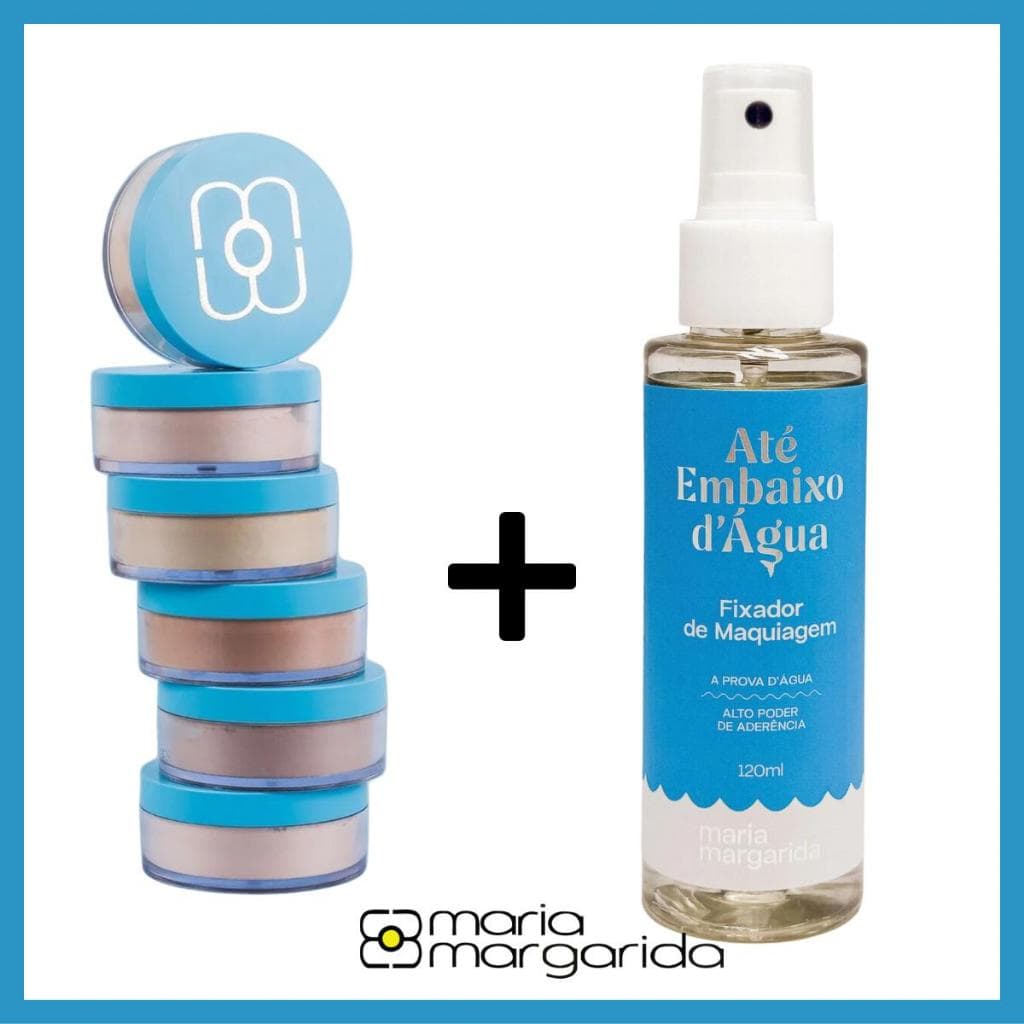 Kit Pó De Tapioca + Fixador Maria Margarida Ate Embaixo D´Agua Pele Blindada Alta Fixação