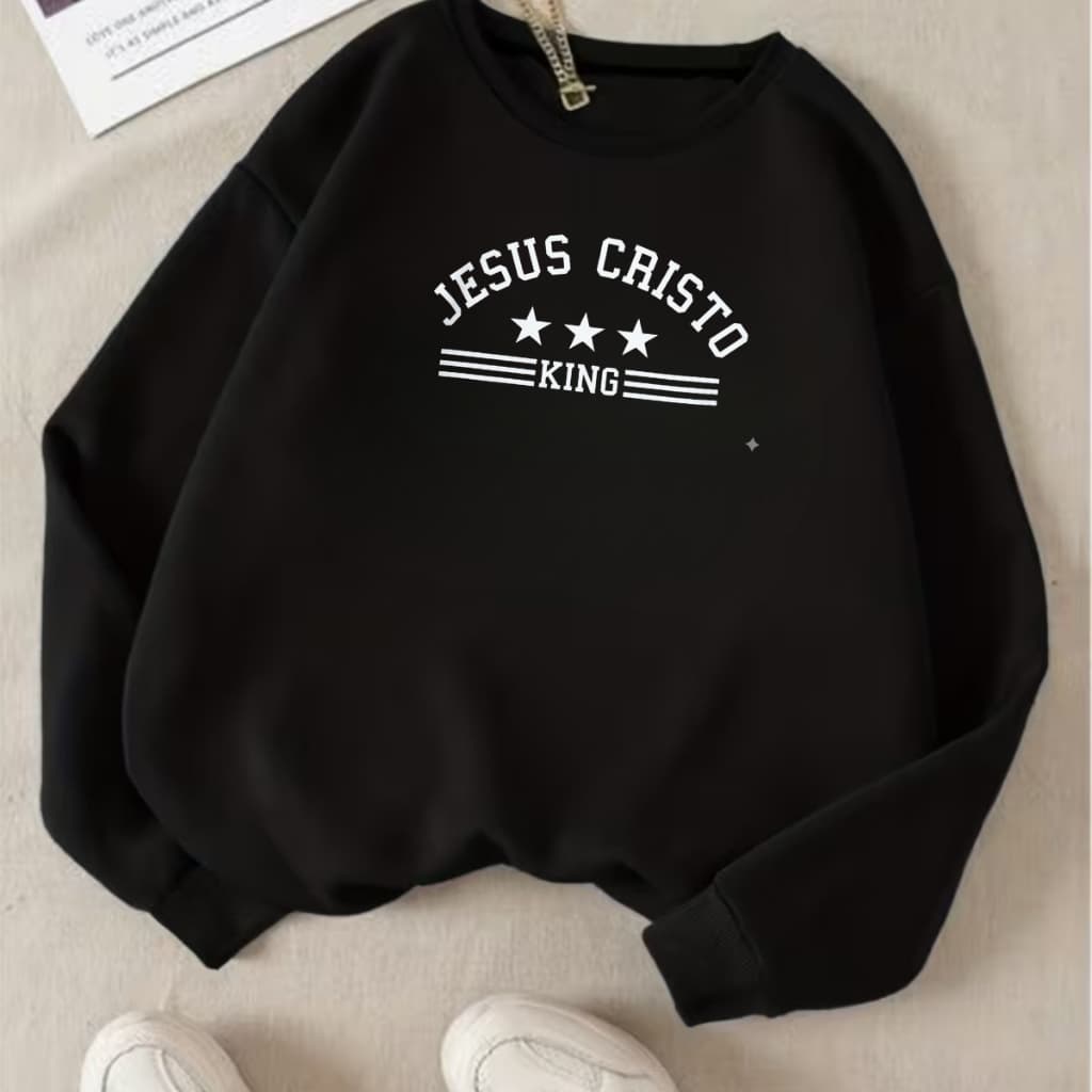 Moletom Masculino Moletom Feminino Blusa de Frio Casaco de Inverno Roupa Crist茫 Gospel Moletom gola preto blus茫o