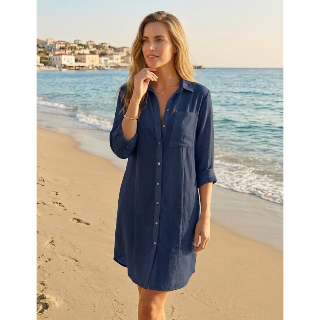 Saída de Praia Camisa Chemise Feminina Moda Verão Chic Lançamento Premium Tendência  Manga Blusa de Praia Blusinha Manga