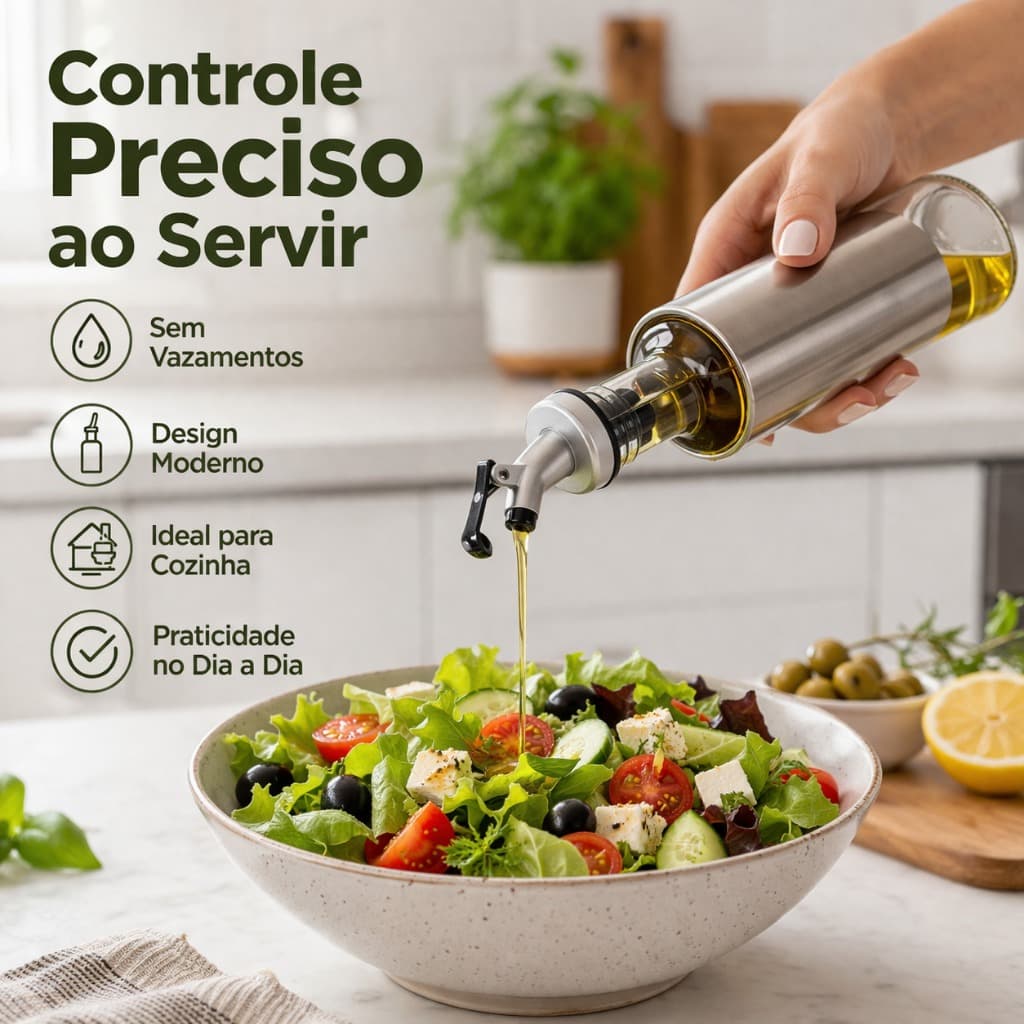 Porta tempero 300ml inox vidro frasco para azeite molhos moderno