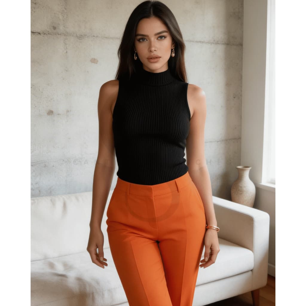 Blusa Regata Feminina de Algodão Ribana Gola Alta