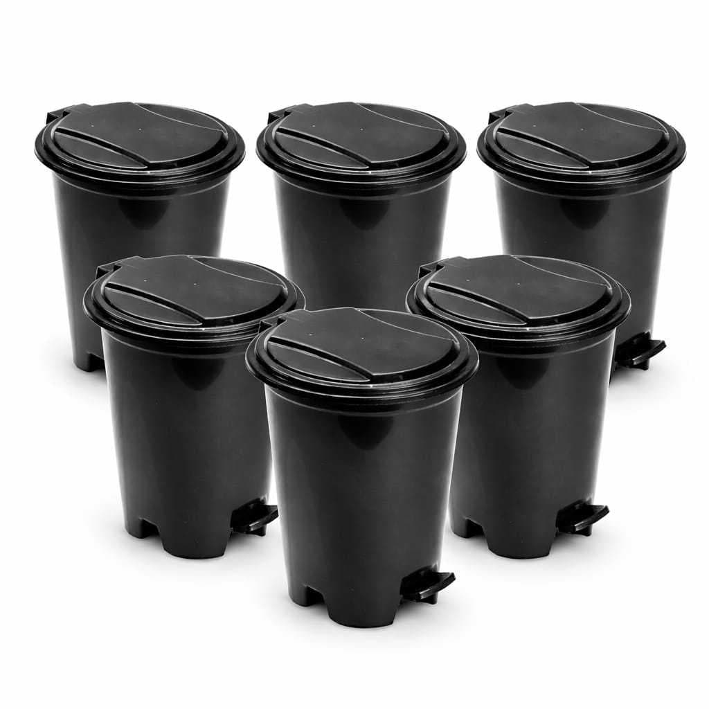 Lixeira 7 Litros + 10 Peças Lojista Resistente Pedal Preta Atacado Reforçada Cozinha