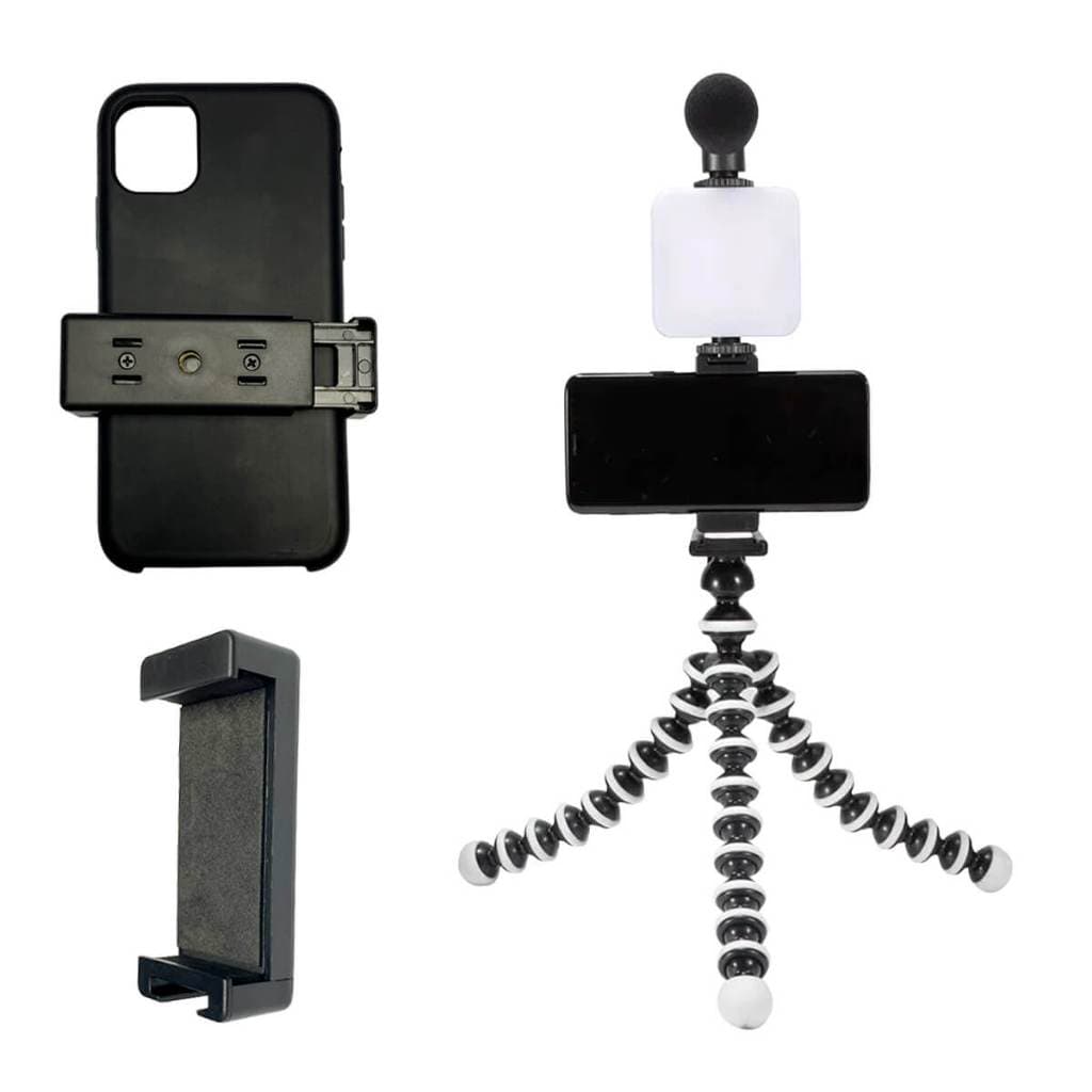 Kit De Gravação Microfone e Led -  Tripé Flexível - Suporte Universal - Kit Completo Para Criadores De Conteúdo