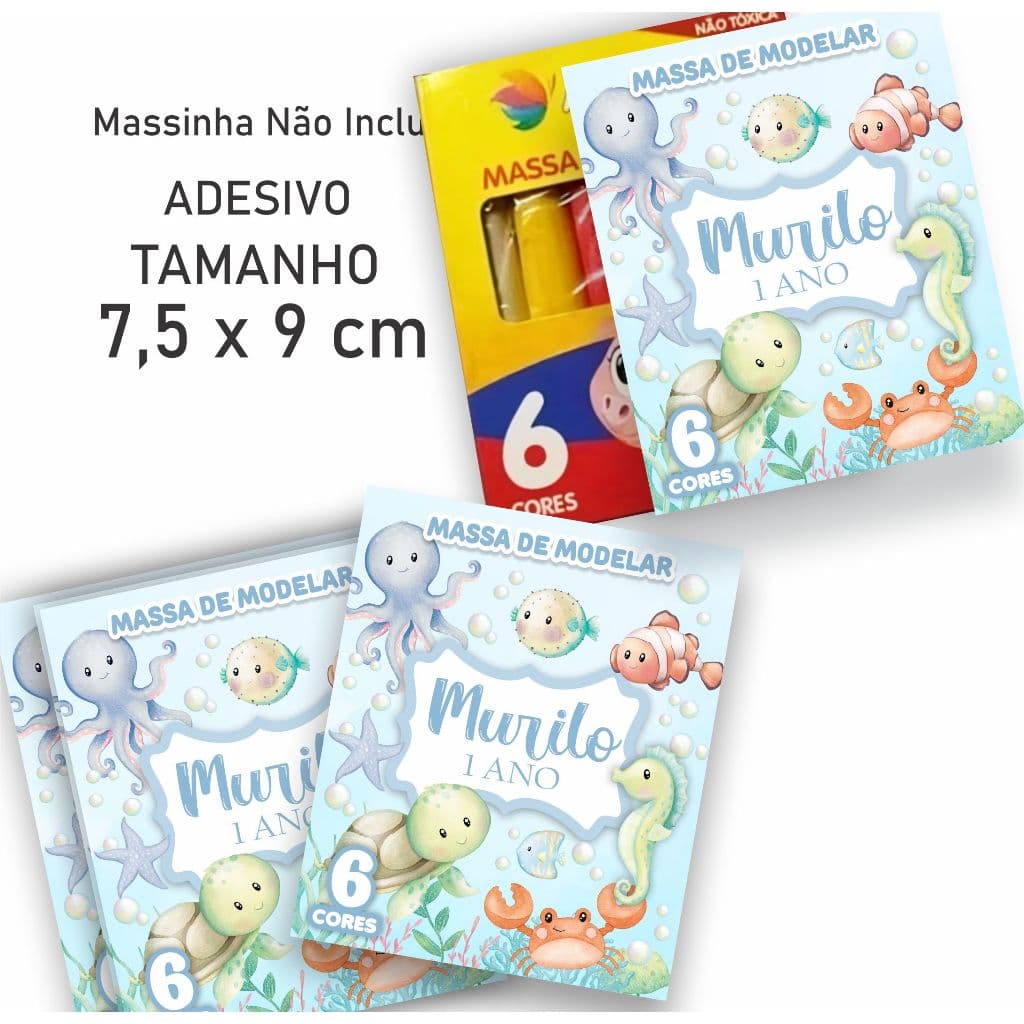 Adesivos Para Massa De Modelar Personalizado Fundo Do Mar