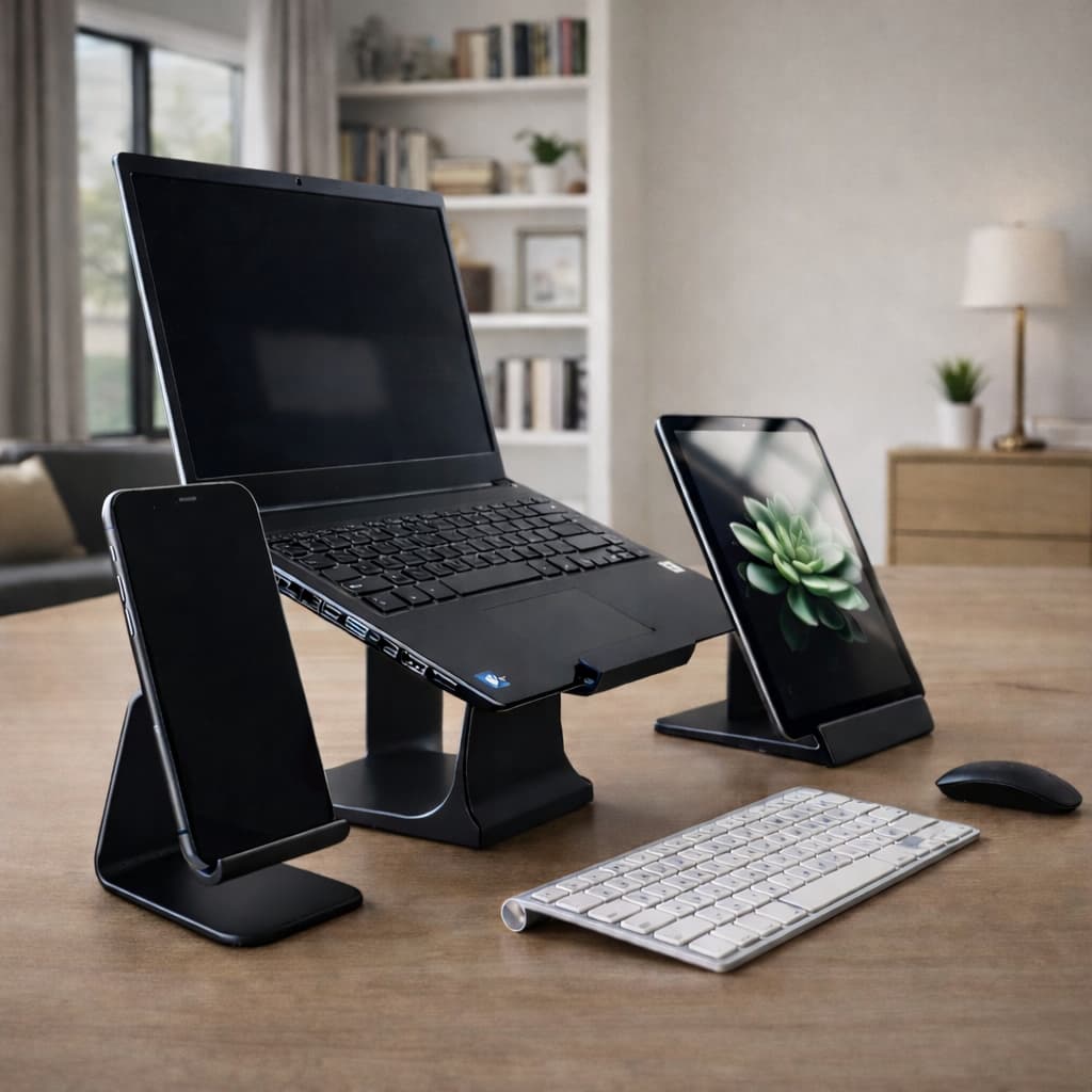 Kit Suporte Notebook + Suporte Para Tablet + Suporte Celular Base Elevada