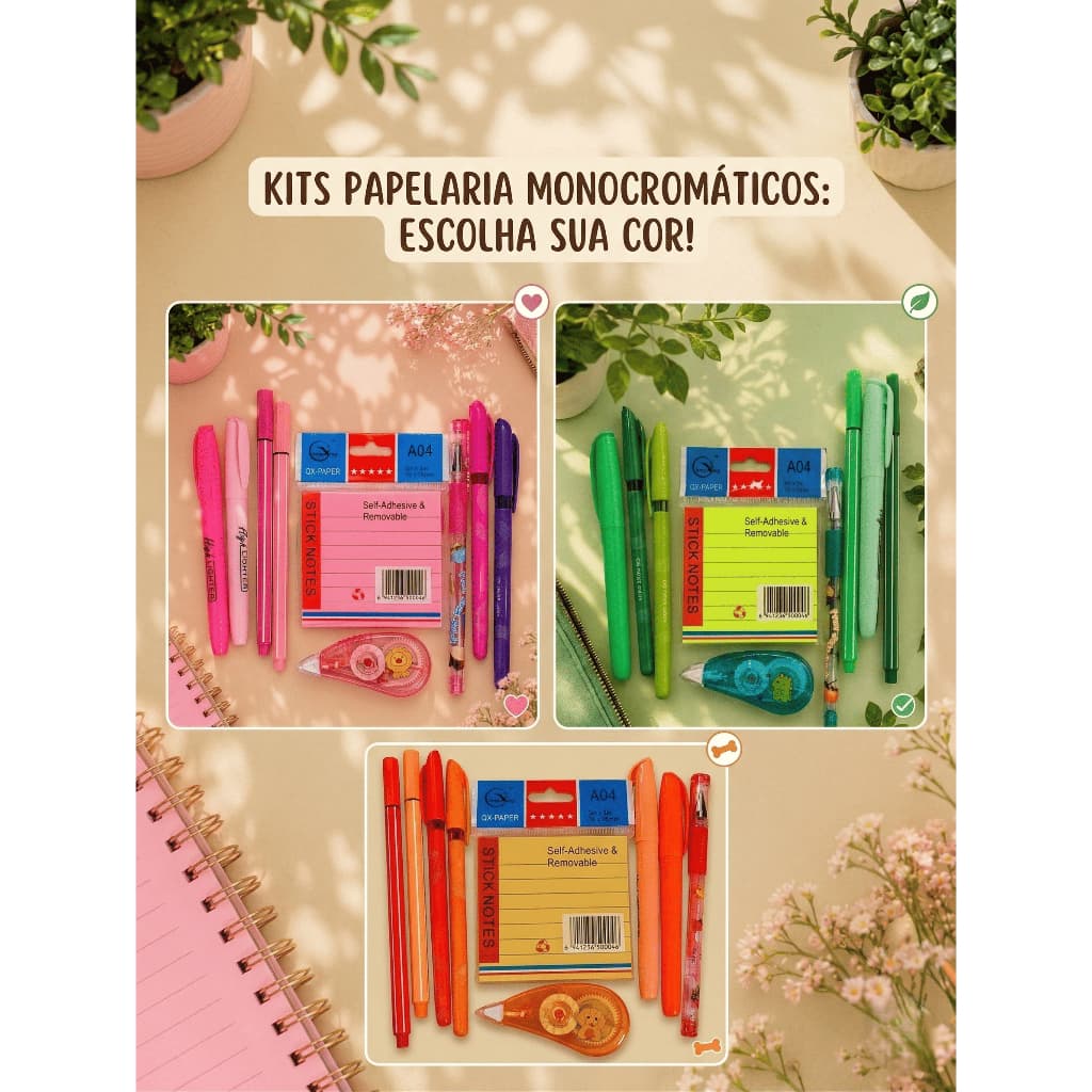 Kit Papelaria Fofa 9 Itens Sortidos