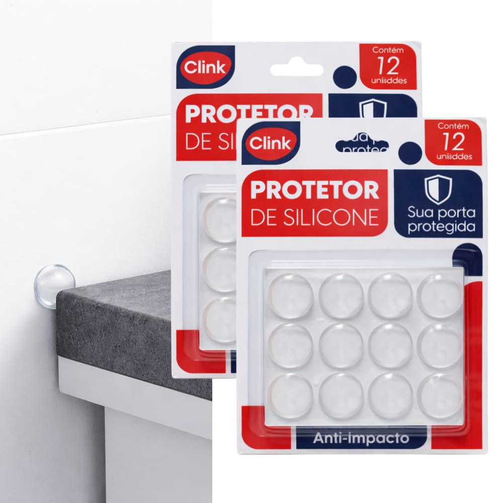 Protetor de Silicone 2cm Redondo Adesivo 24 unidades Anti-Impacto Portas Mesas Armários Paredes