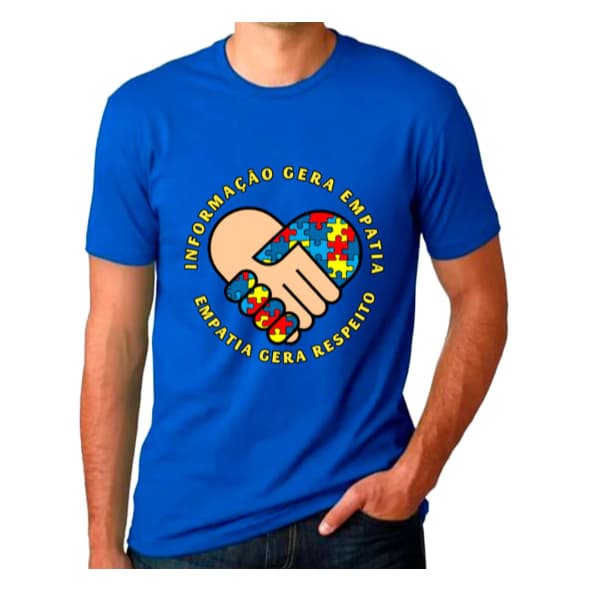Camiseta Masculina Autista Estampada Algodão Premium Conforto Casual Moda Inclusão Consciência