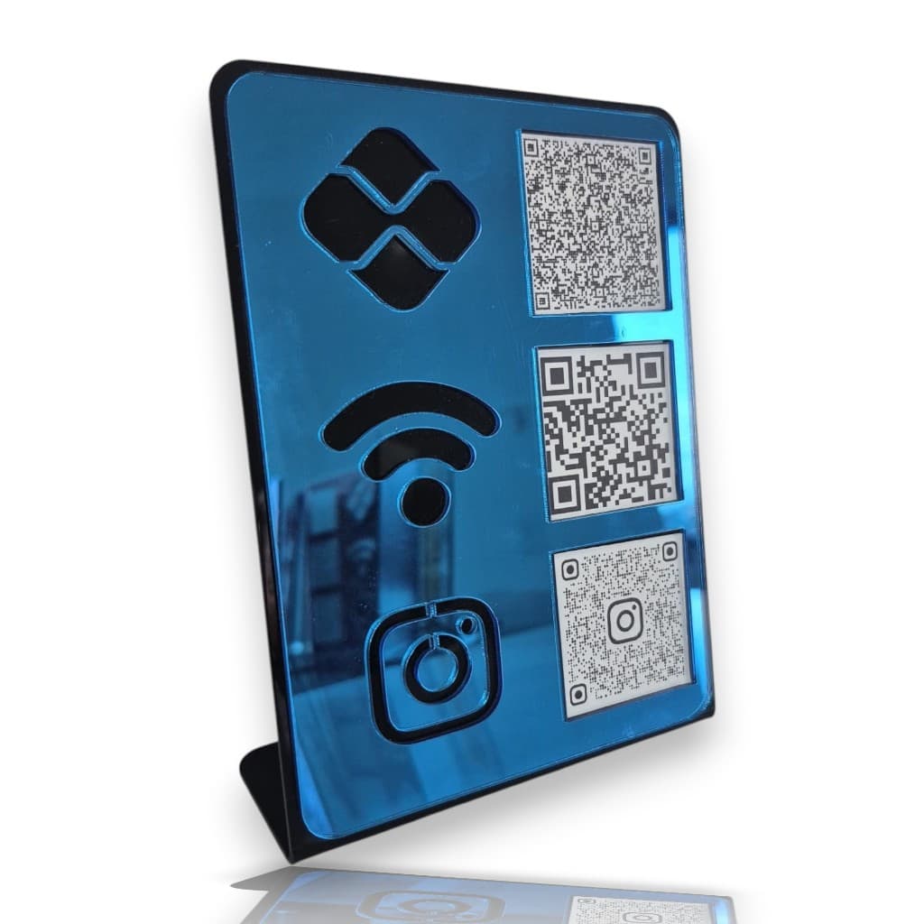 Display Para Mesa Balcão PIX, WIFI & INSTAGRAM e PIX, WHATS & INSTAGRAM