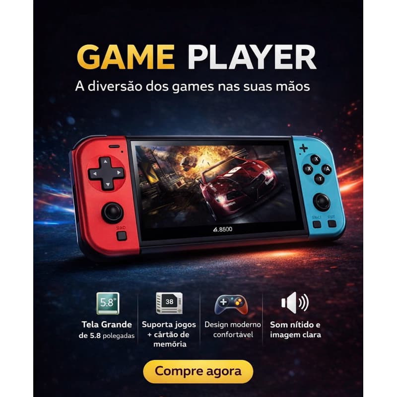Console de Jogos Portátil com Controle Sem Fio