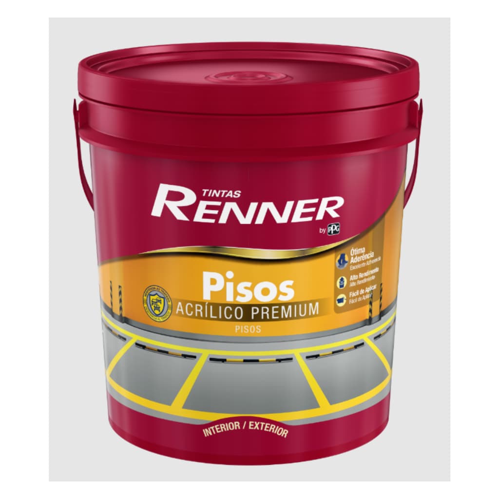 Tinta para Piso Renner Pisos Fosco Alta Resistência Tráfego Base Água Pisos cimentados Varandas Calçadas Escadas
