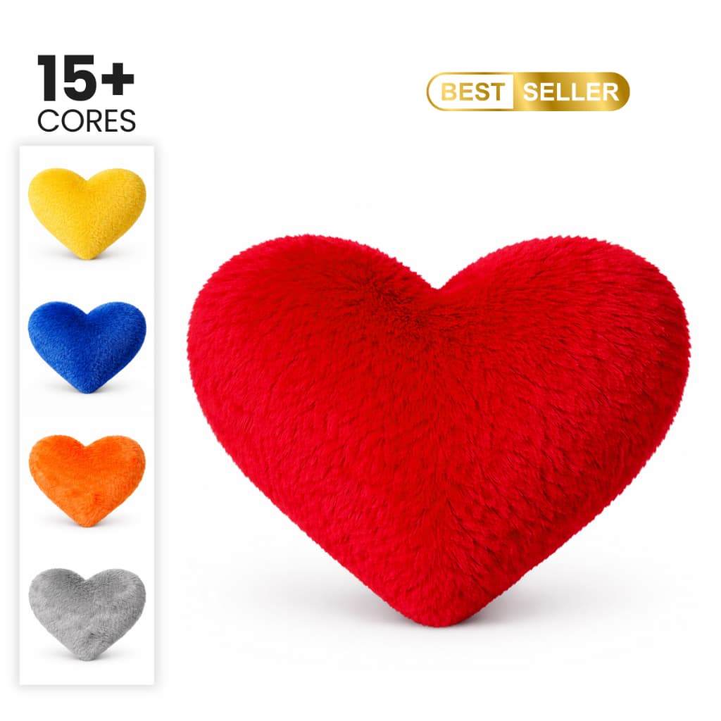 Almofada Em Pelúcia De Coração Várias Cores Silicone