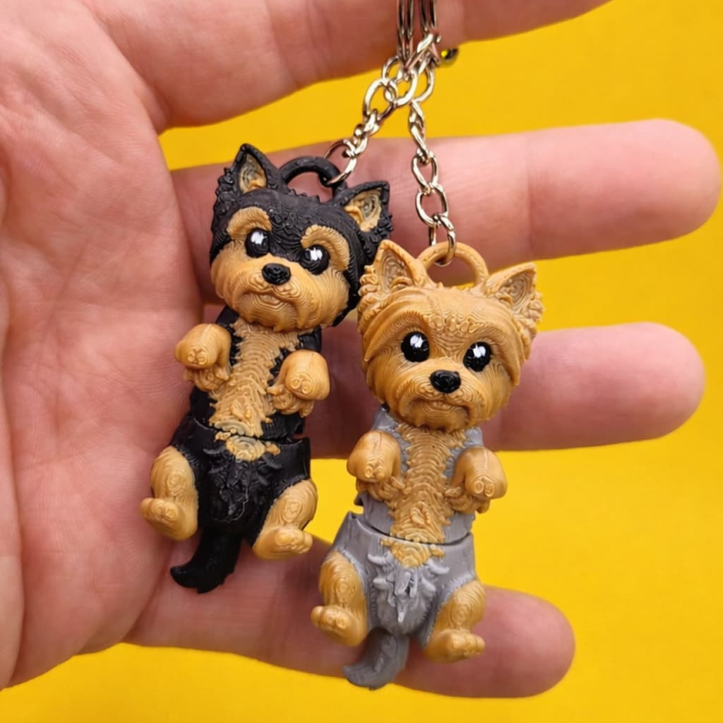 Chaveiro Yorkshire Cachorro Fofo Articulado Pet Miniatura Dog Kawaii Bolsa Mochila Chaves Presente