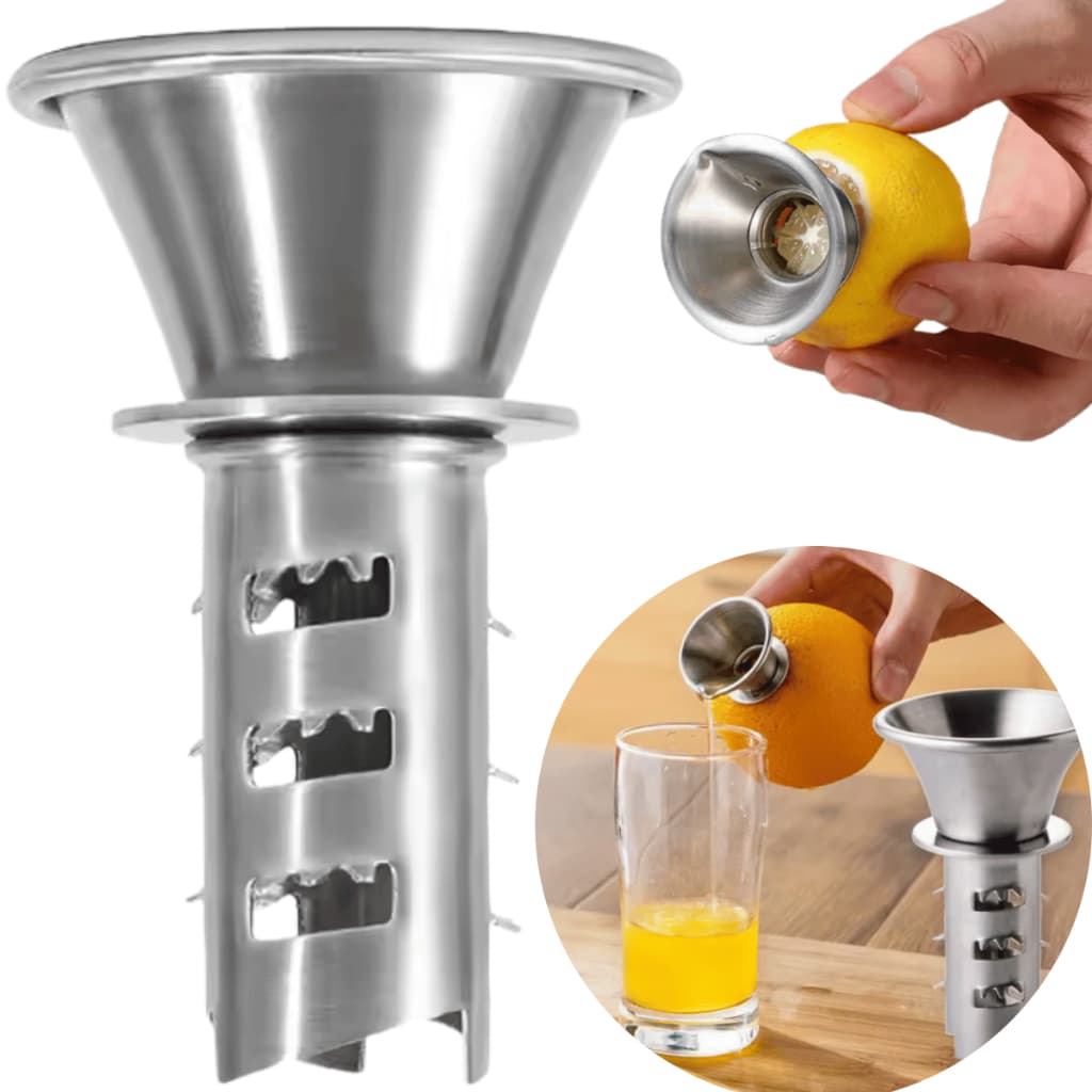 Espremedor Manual Inox Tubular Extrair Suco Limão Laranja Frutas Cítricas Cozinha Prático