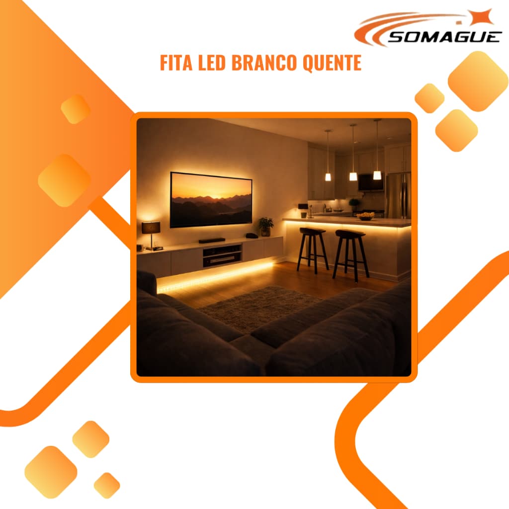 Fita Led 3528 3000k 5 Metros Branco Quente PRONTA ENTREGA