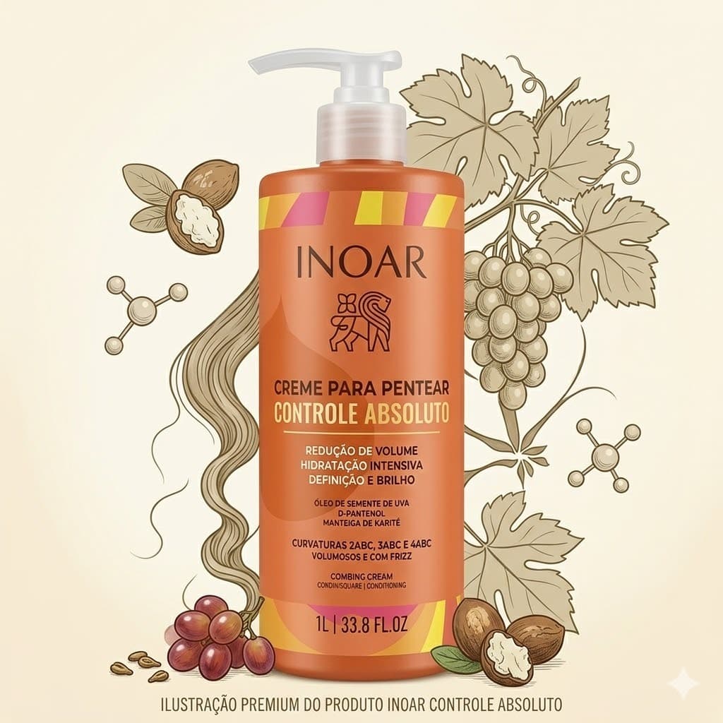 INOAR Creme Para Pentear Inoar Controle Absoluto Cachos 1l REDUÇAO DE VOLUME, HIDRATAÇAO INTENSIVA