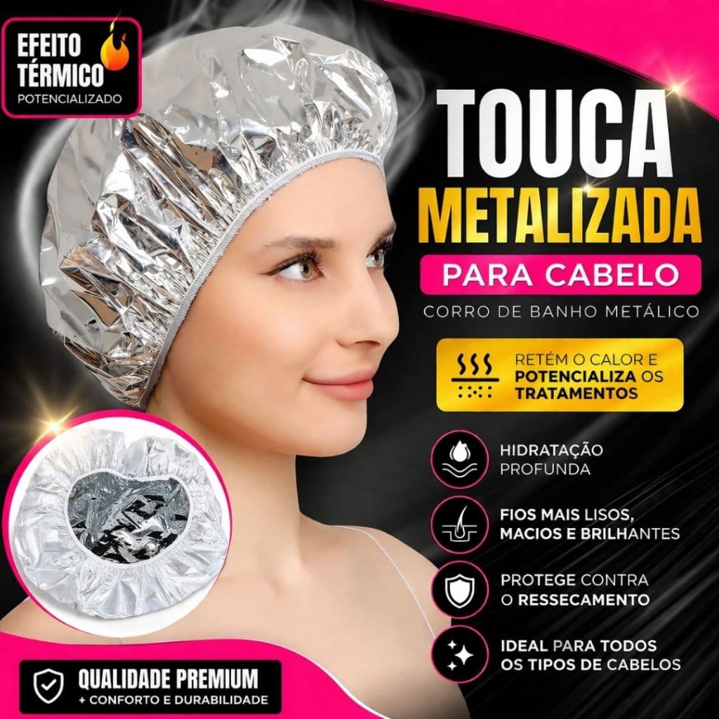 Touca Térmica Metalizada Hidratação Capilar Alumínio Tratamento Rápido Eficiente