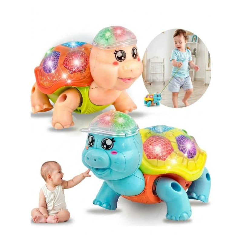 Brinquedo Infantil Tartaruga Fujão Com Música Luz E Movimento Interativo