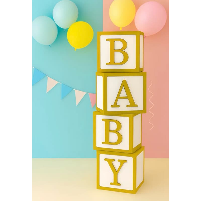 Cubos Baby Decoração Chá Revelação Festa Infantil Mdf Branco