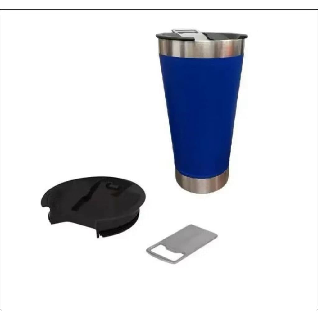 Copo Térmico 473ML Com Tampa e Abridor (Azul marinho)